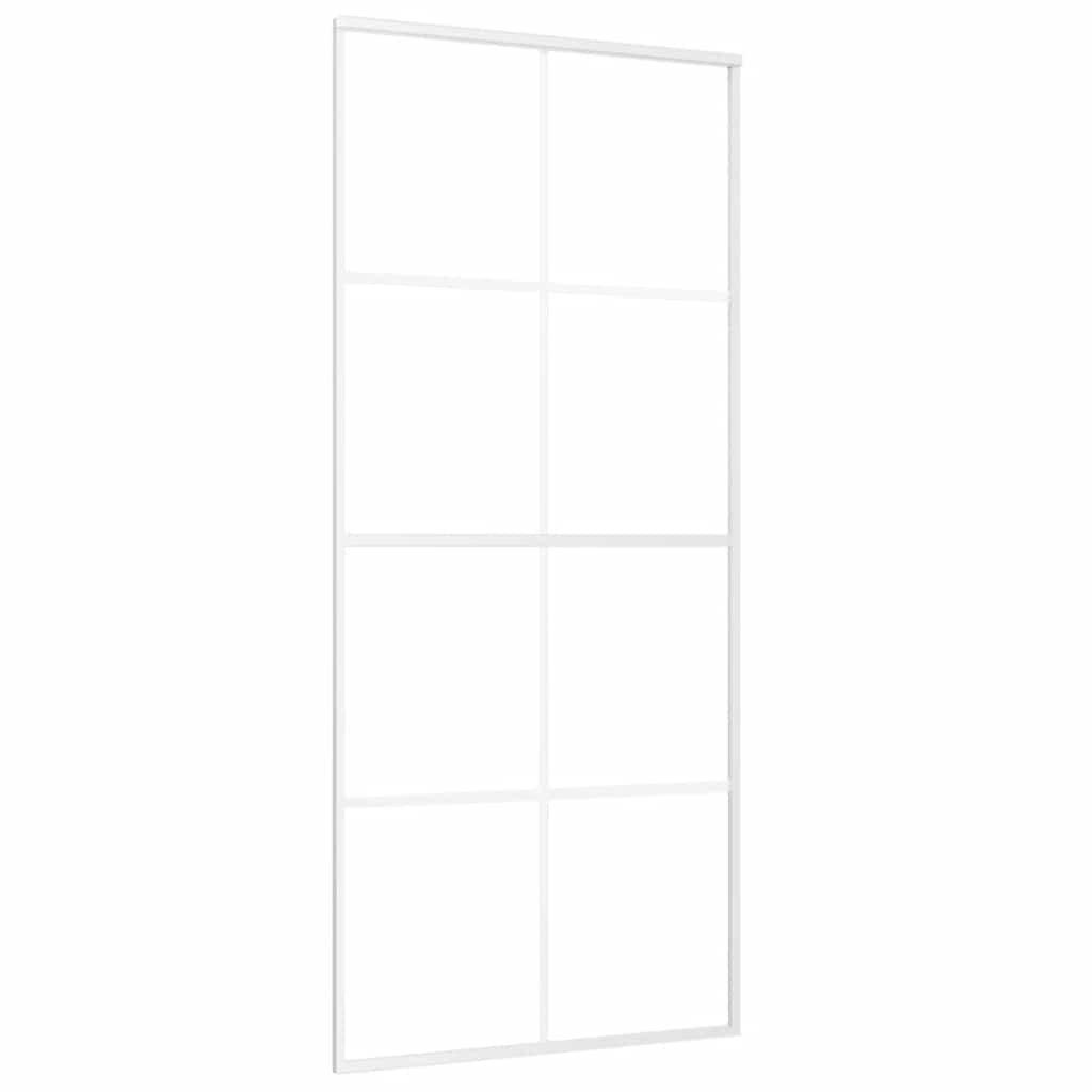 vidaXL Drzwi przesuwne, szkło ESG i aluminium, 90x205 cm, białe