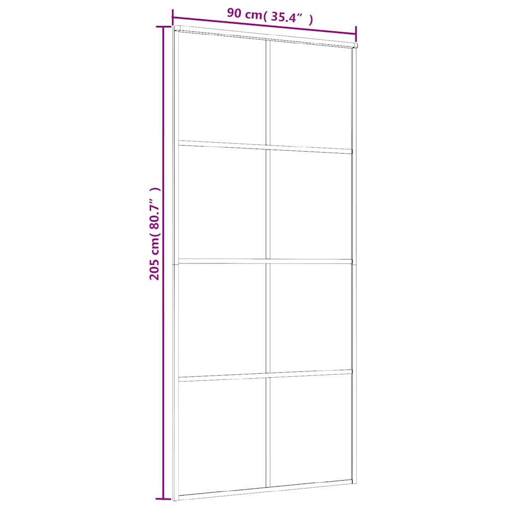 vidaXL Drzwi przesuwne, szkło ESG i aluminium, 90x205 cm, białe