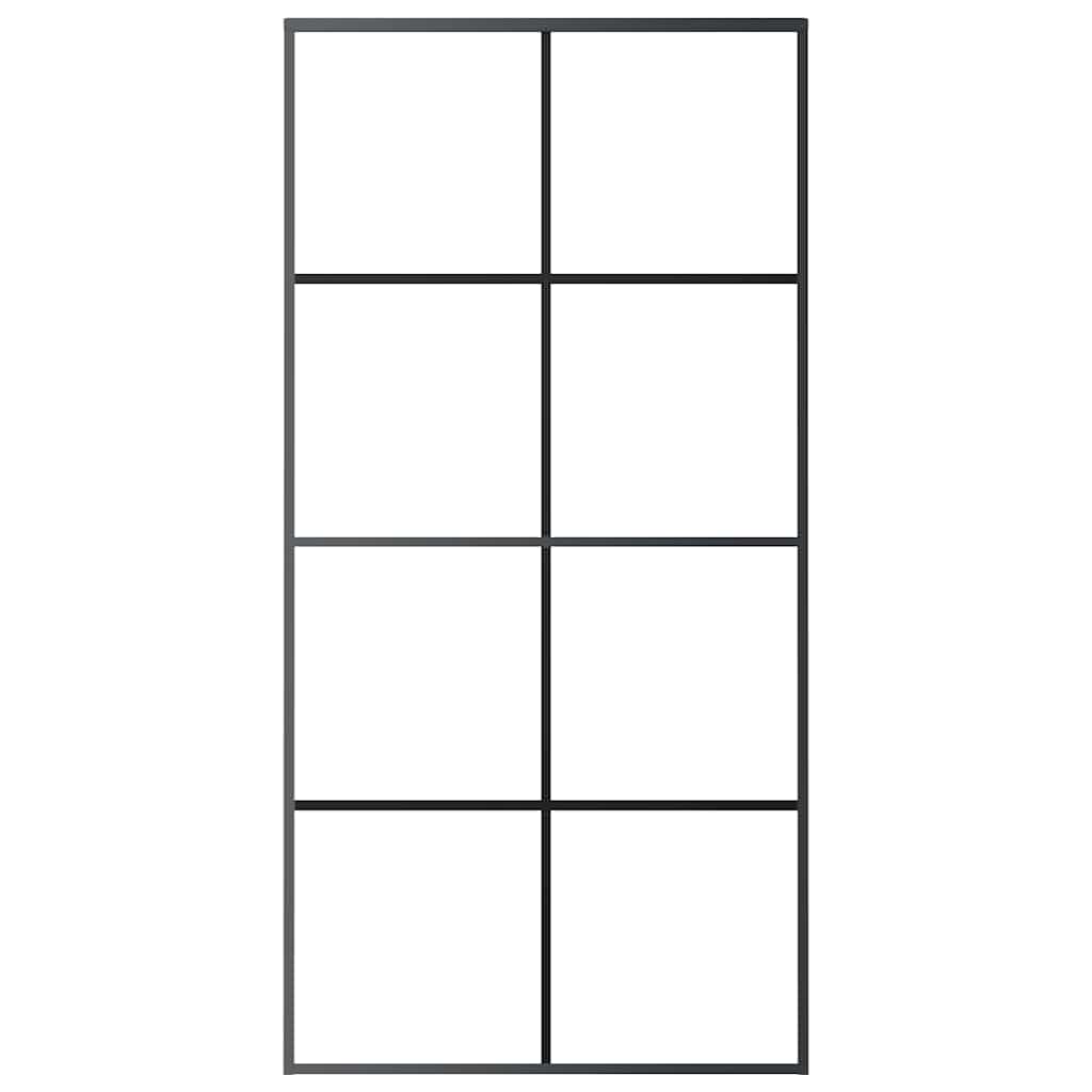 vidaXL Drzwi przesuwne, czarne, 102,5x205 cm, szkło ESG i aluminium