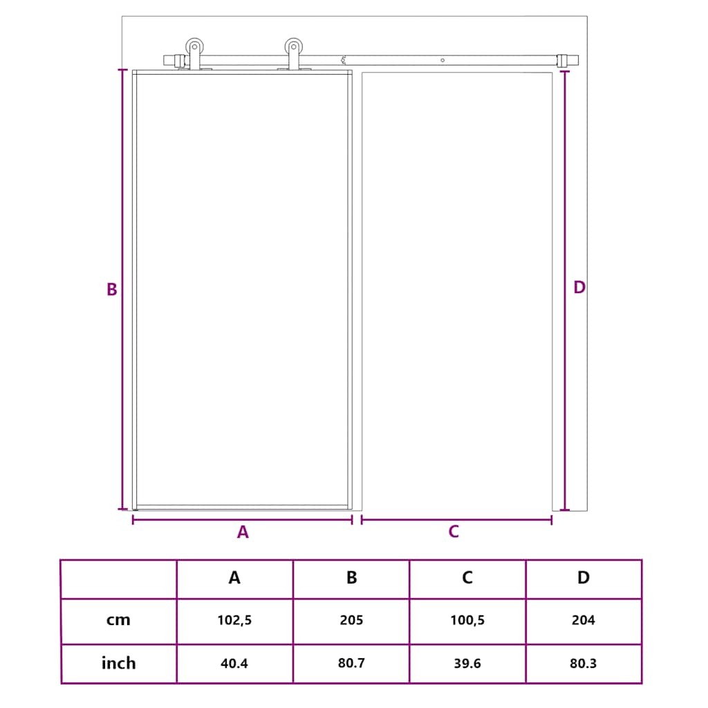 vidaXL Drzwi przesuwne, czarne, 102,5x205 cm, szkło ESG i aluminium