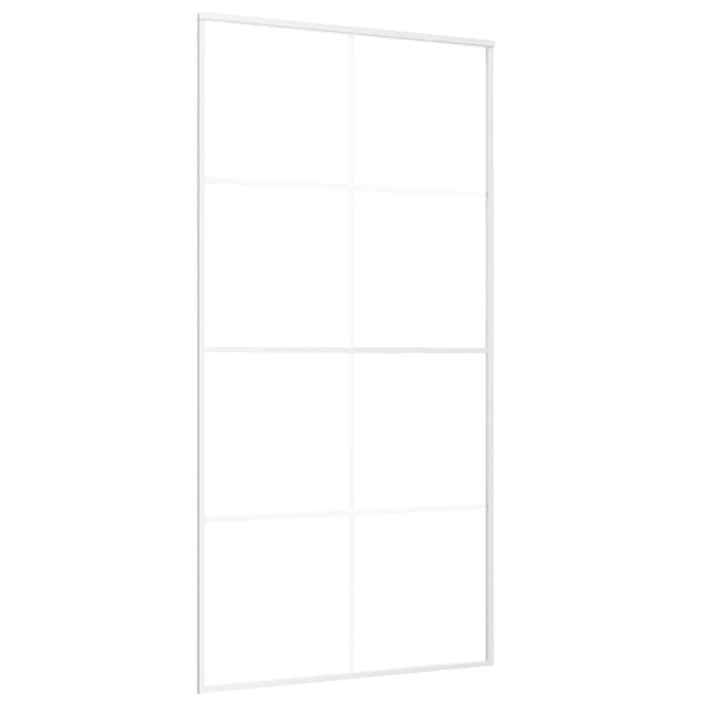 vidaXL Drzwi przesuwne, szkło ESG i aluminium, 102,5x205 cm, białe
