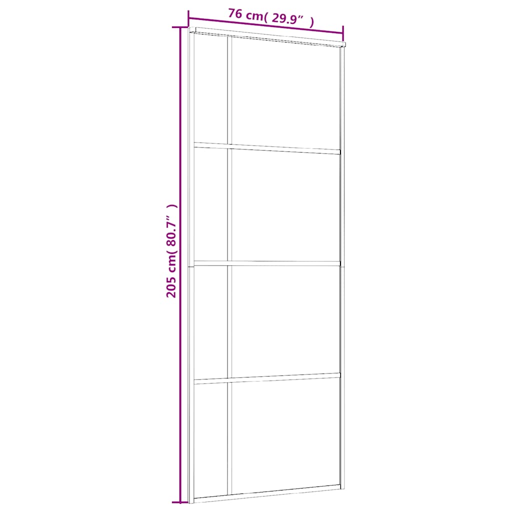 vidaXL Drzwi przesuwne, szkło ESG i aluminium, 76x205 cm, czarne