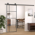 vidaXL Drzwi przesuwne, szkło ESG i aluminium, 76x205 cm, czarne