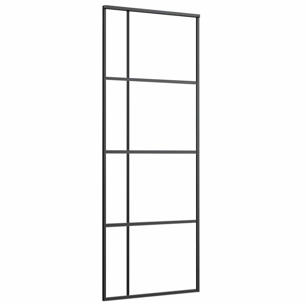 vidaXL Drzwi przesuwne, matowe szkło ESG, aluminium, 76x205 cm, czarne
