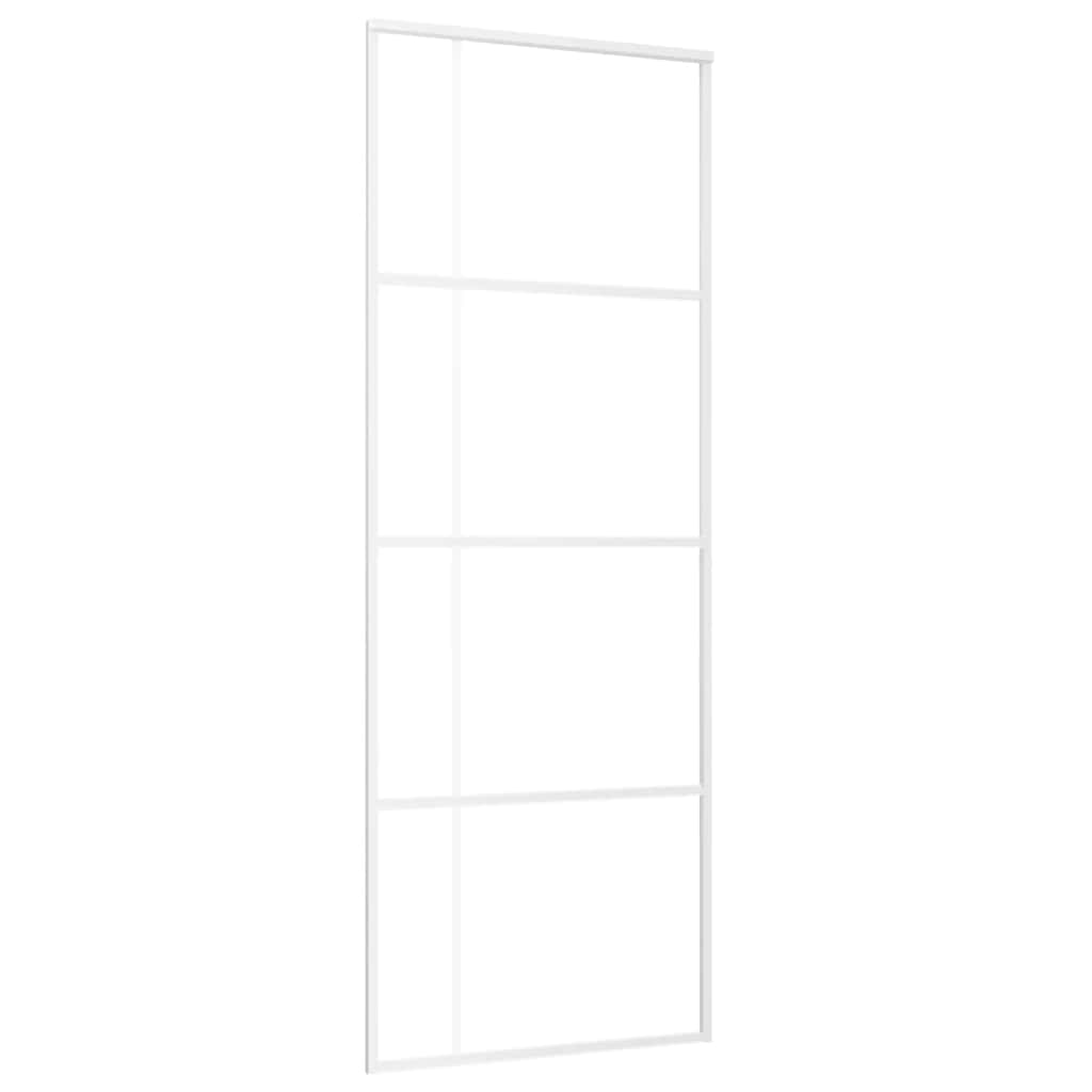 vidaXL Drzwi przesuwne, szkło ESG i aluminium, 76x205 cm, białe