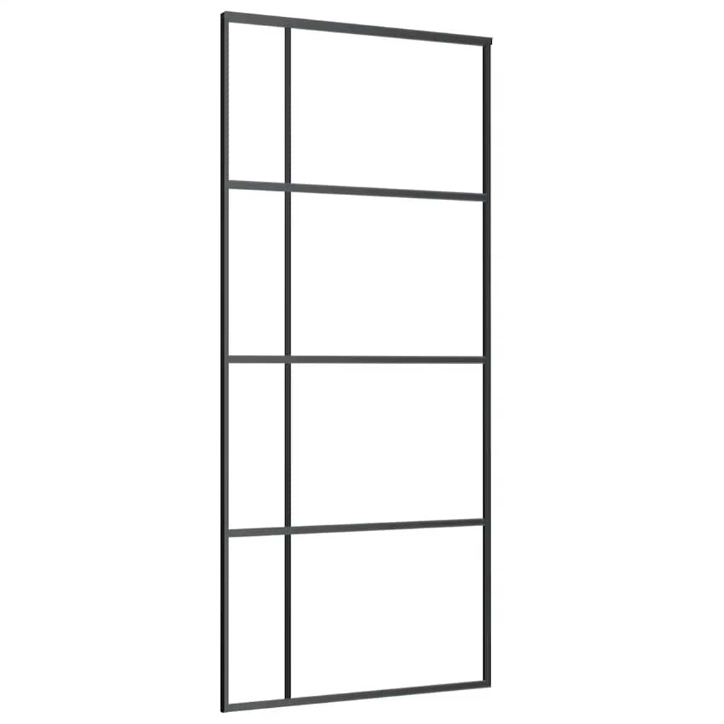 vidaXL Drzwi przesuwne, szkło ESG i aluminium, 90x205 cm, czarne