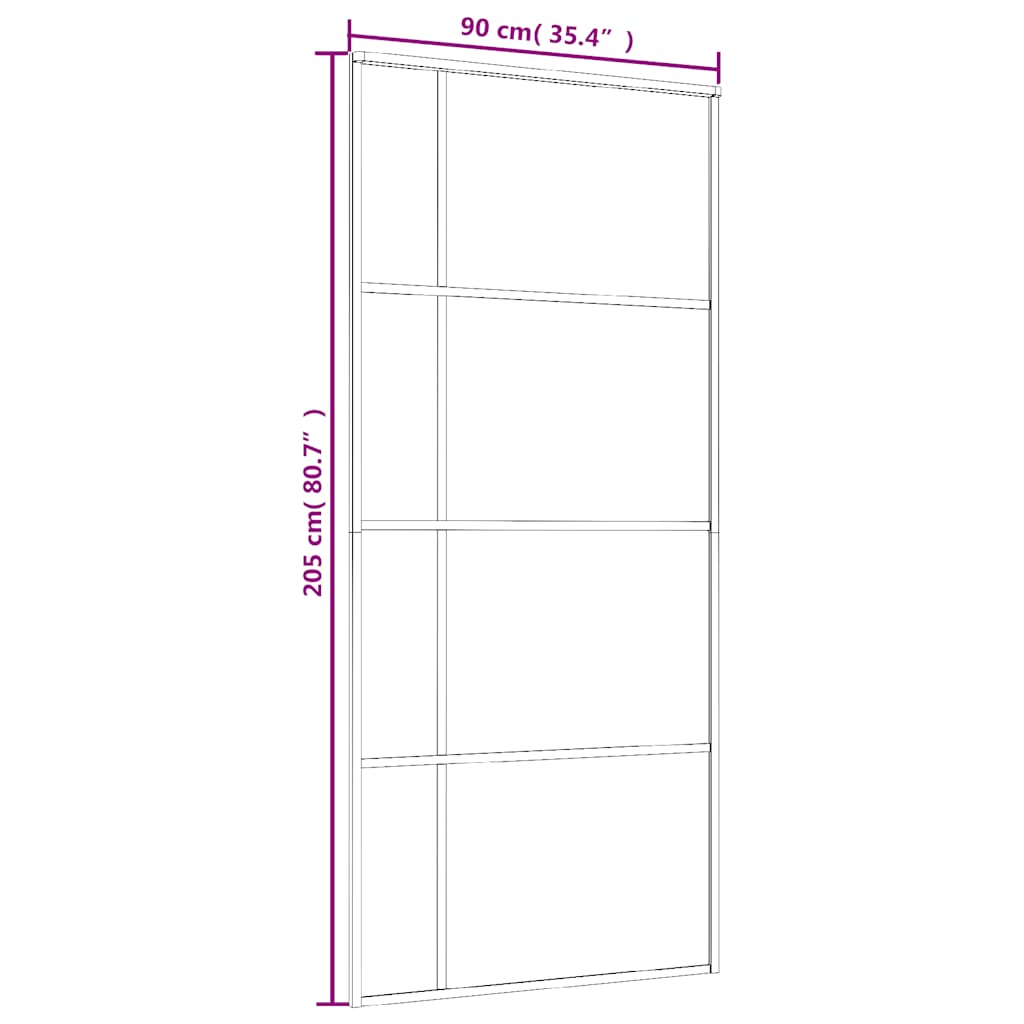 vidaXL Drzwi przesuwne, szkło ESG i aluminium, 90x205 cm, czarne