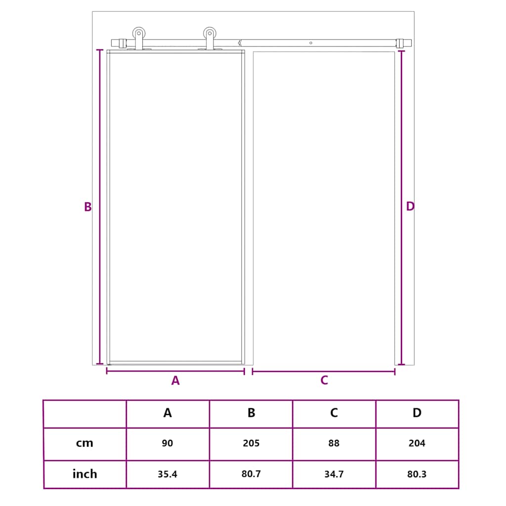 vidaXL Drzwi przesuwne, szkło ESG i aluminium, 90x205 cm, czarne