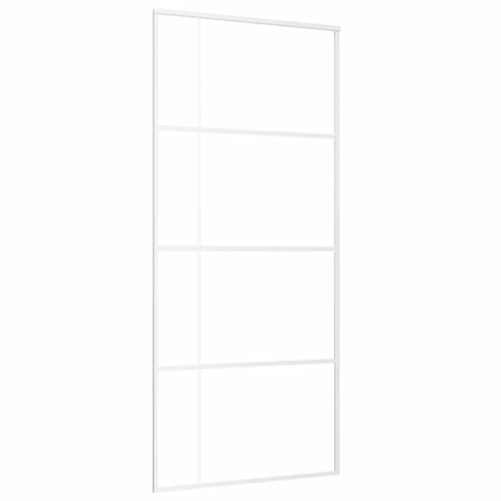 vidaXL Drzwi przesuwne, szkło ESG i aluminium, 90x205 cm, białe