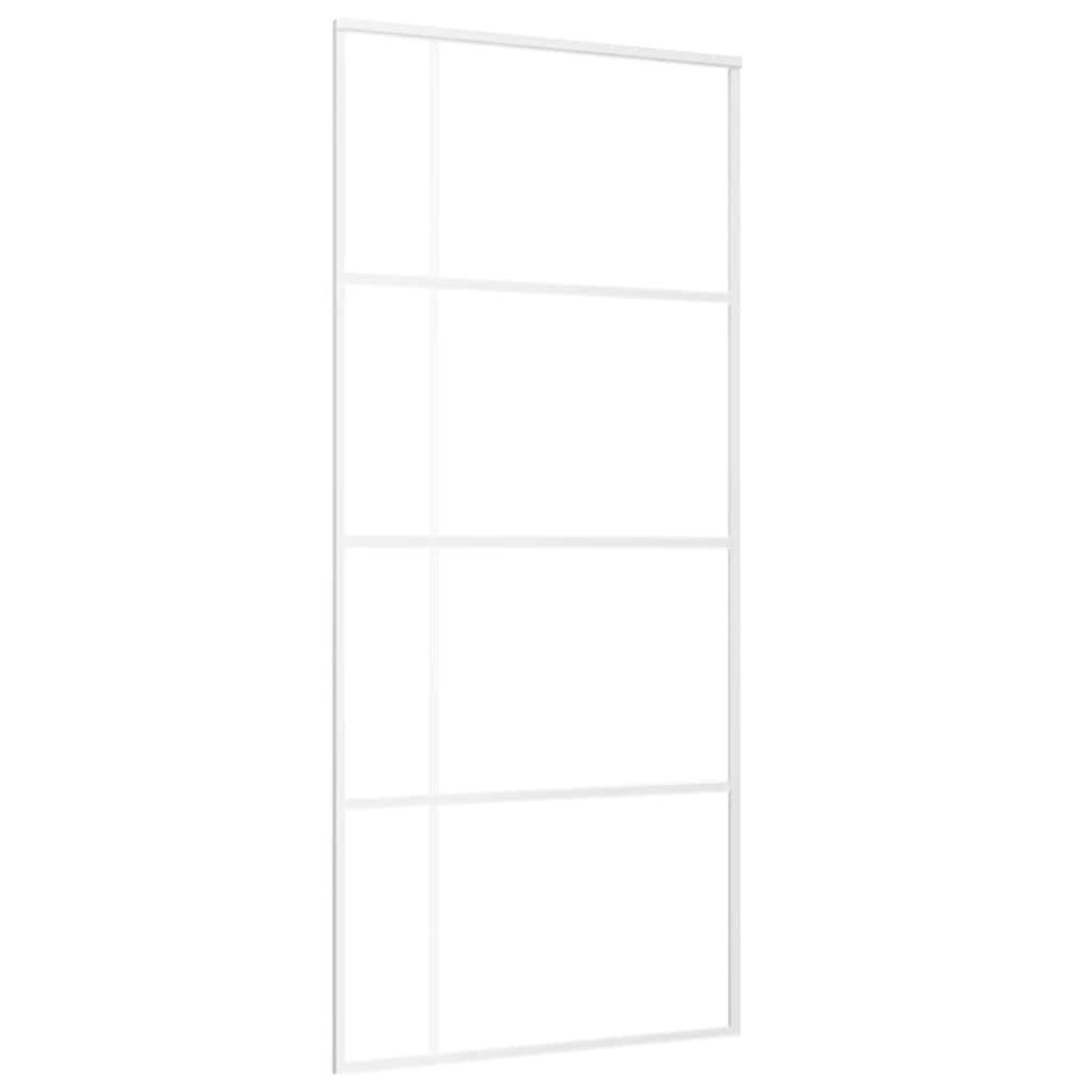 vidaXL Drzwi przesuwne, szkło ESG i aluminium, 90x205 cm, białe