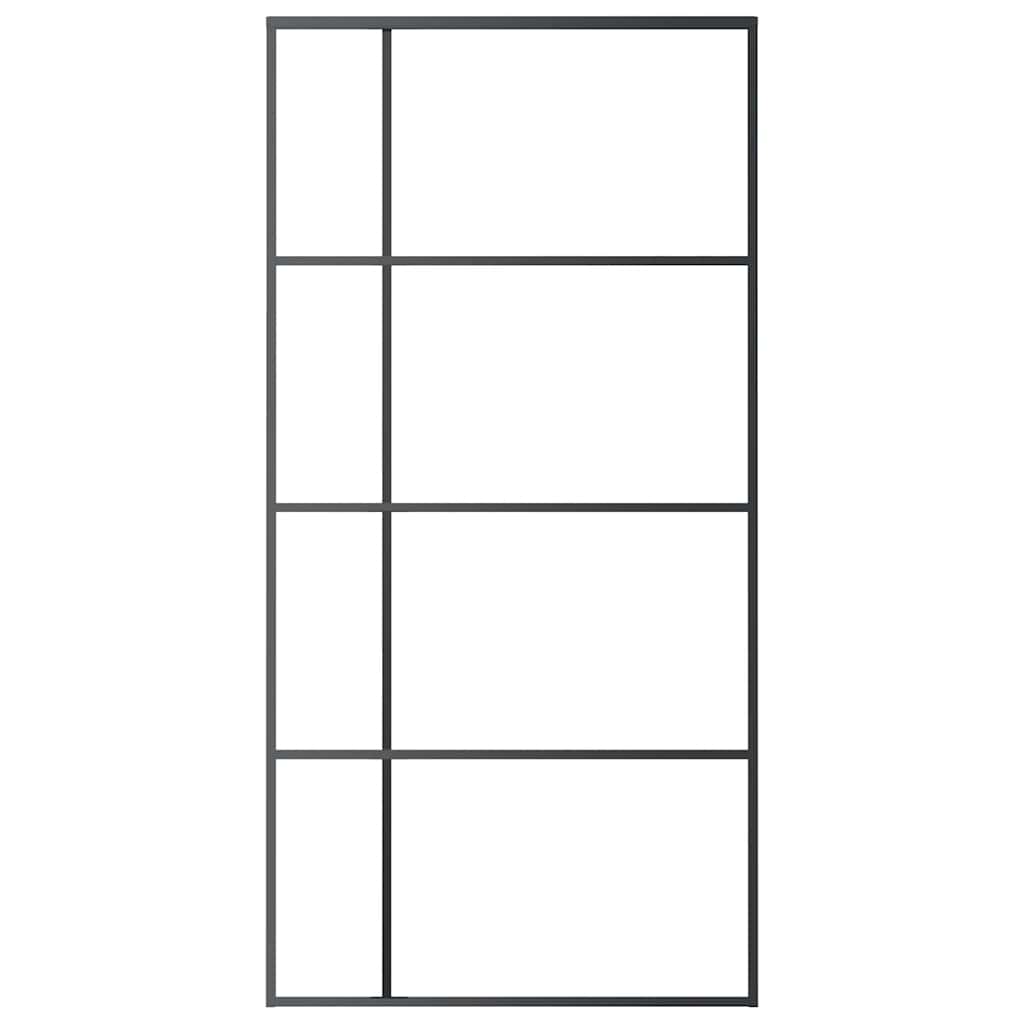 vidaXL Drzwi przesuwne, szkło ESG i aluminium, 102,5x205 cm, czarne