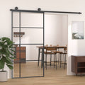 vidaXL Drzwi przesuwne, szkło ESG i aluminium, 102,5x205 cm, czarne