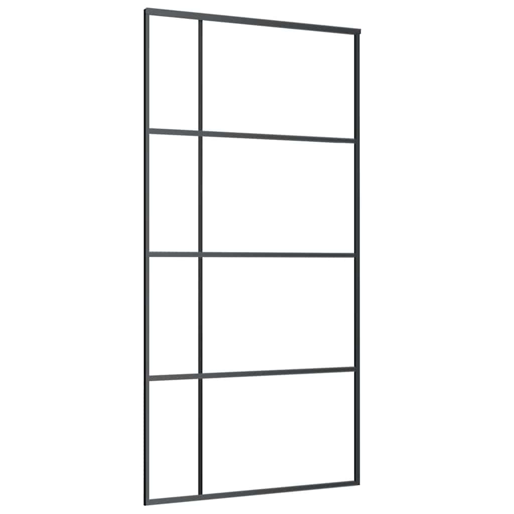 vidaXL Drzwi przesuwne, szkło ESG i aluminium, 102,5x205 cm, czarne