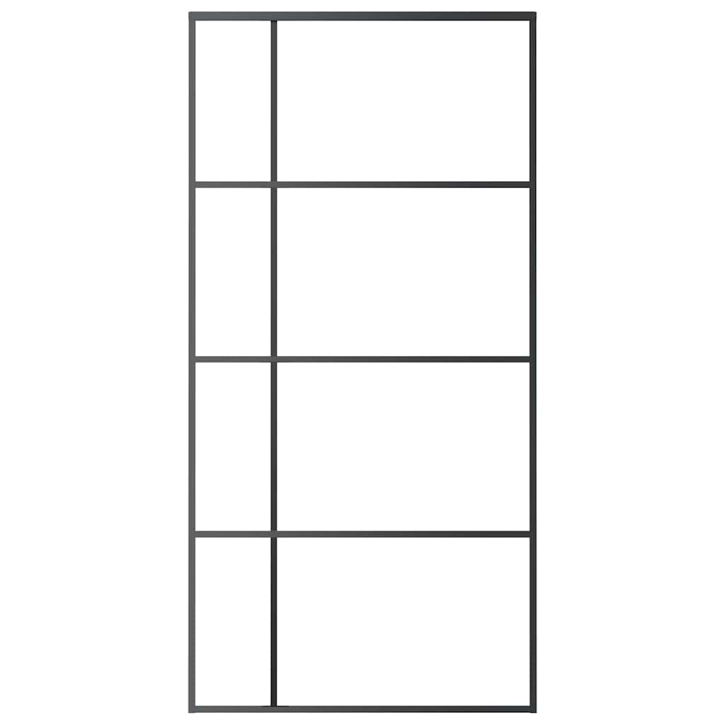 vidaXL Drzwi przesuwne, szkło ESG i aluminium, 102,5x205 cm, czarne