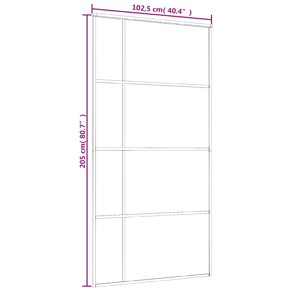 vidaXL Drzwi przesuwne, szkło ESG i aluminium, 102,5x205 cm, czarne