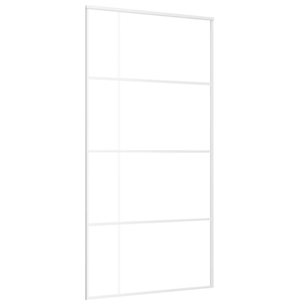 vidaXL Drzwi przesuwne, szkło ESG i aluminium, 102,5x205 cm, białe