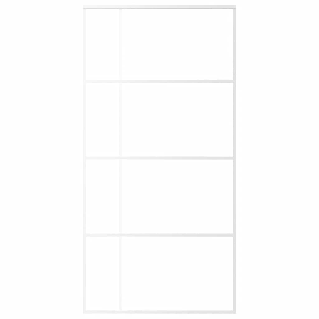 vidaXL Drzwi przesuwne, szkło ESG i aluminium, 102,5x205 cm, biały