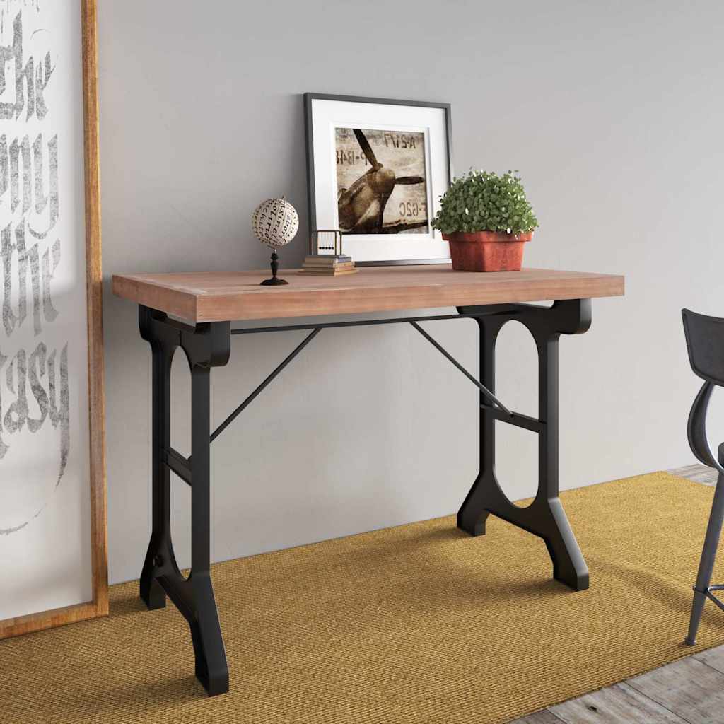 vidaXL Stół jadalniany, 110x65x82 cm, lite drewno jodłowe i żelazo