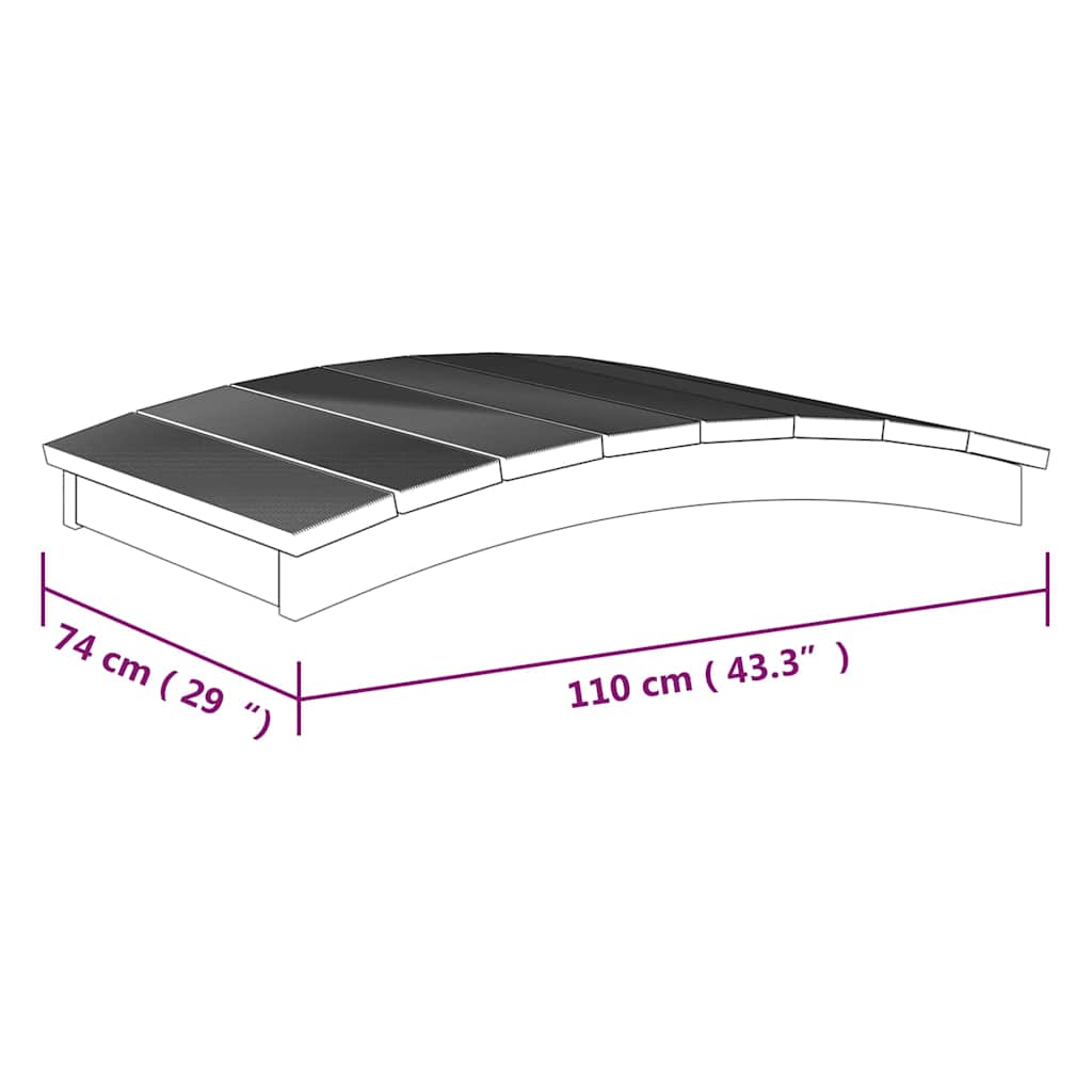 vidaXL Mostek ogrodowy, 110x74 cm, impregnowane drewno sosnowe