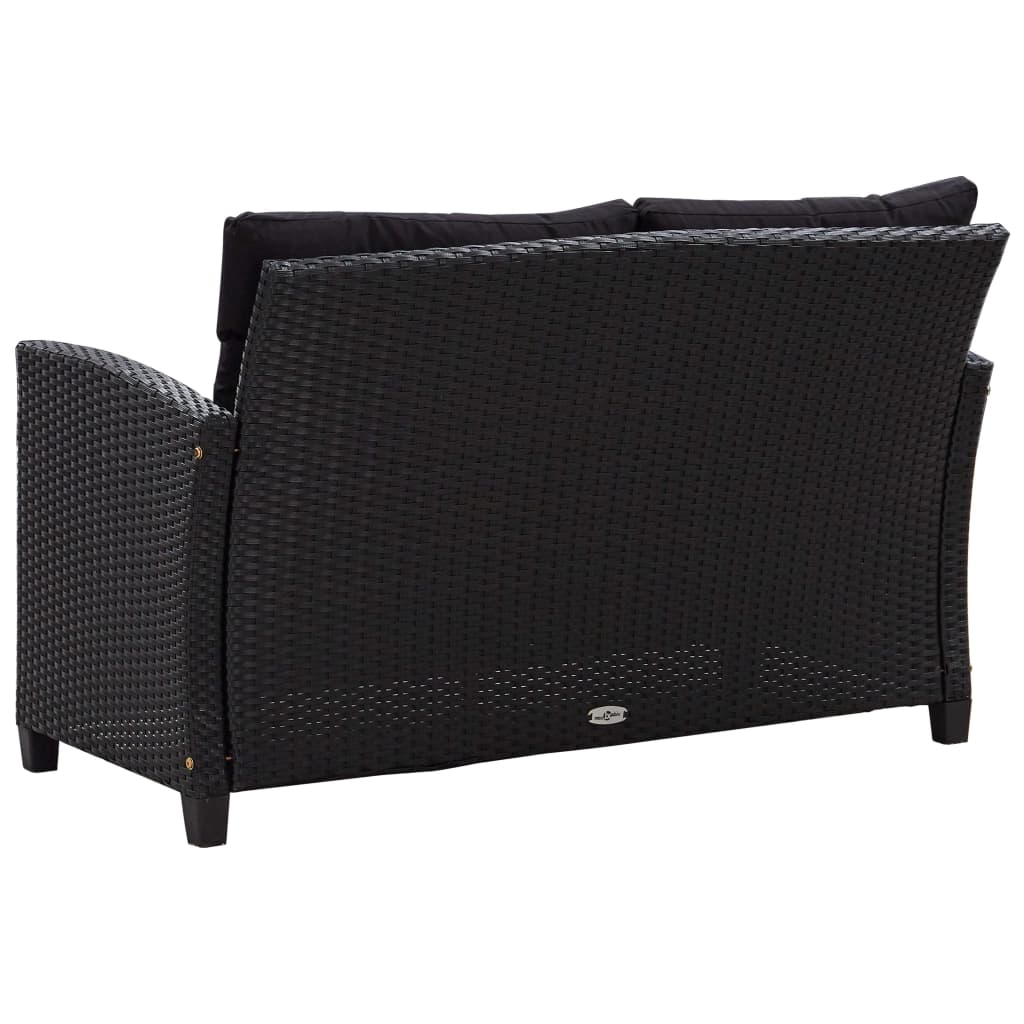 vidaXL 3-cz. zestaw mebli ogrodowych z poduszkami, polirattan, czarny