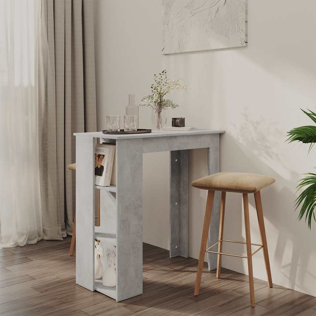 vidaXL Stolik barowy z półkami, szarość betonu, 102x50x103,5 cm