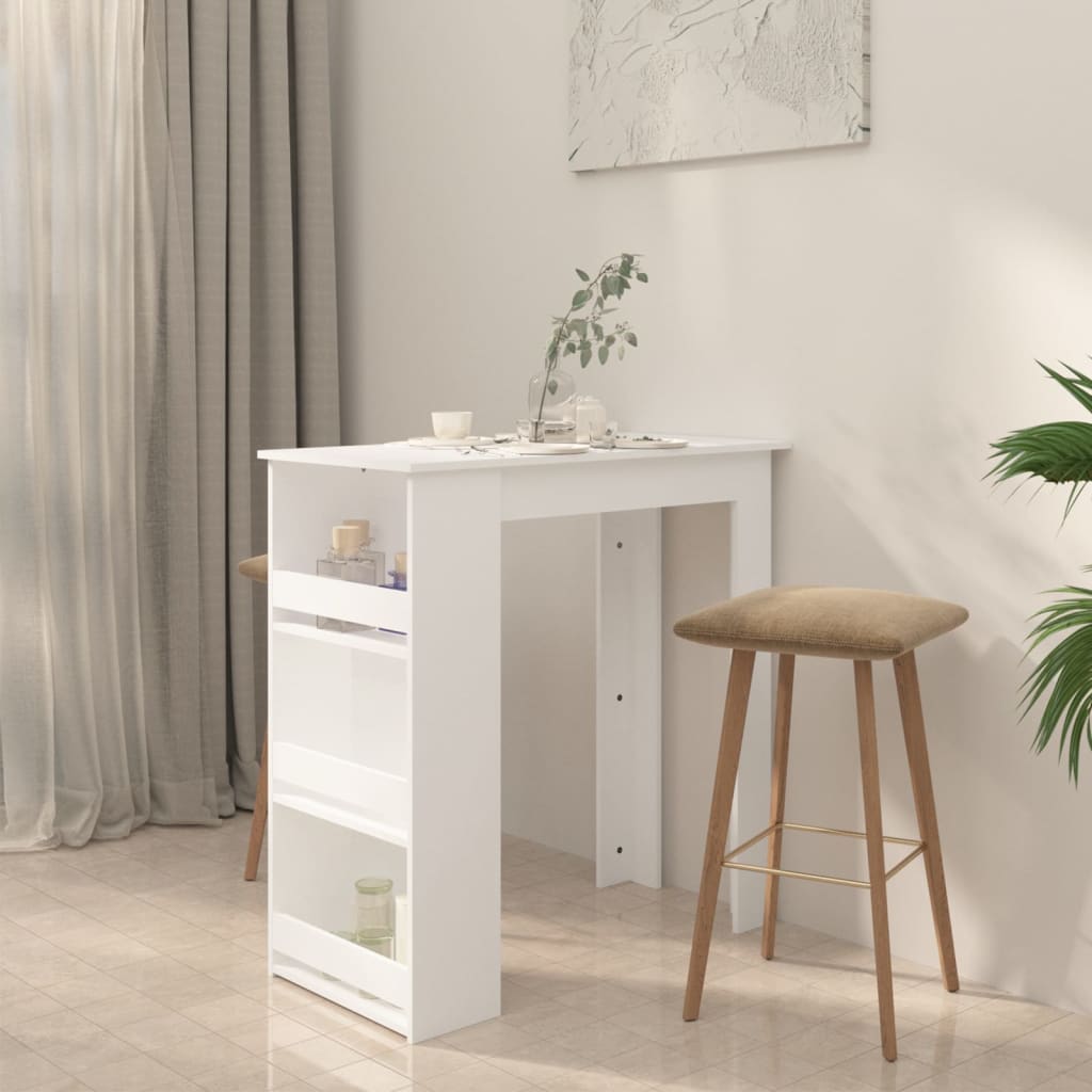 vidaXL Stolik barowy z półkami, biały, 102x50x103,5 cm