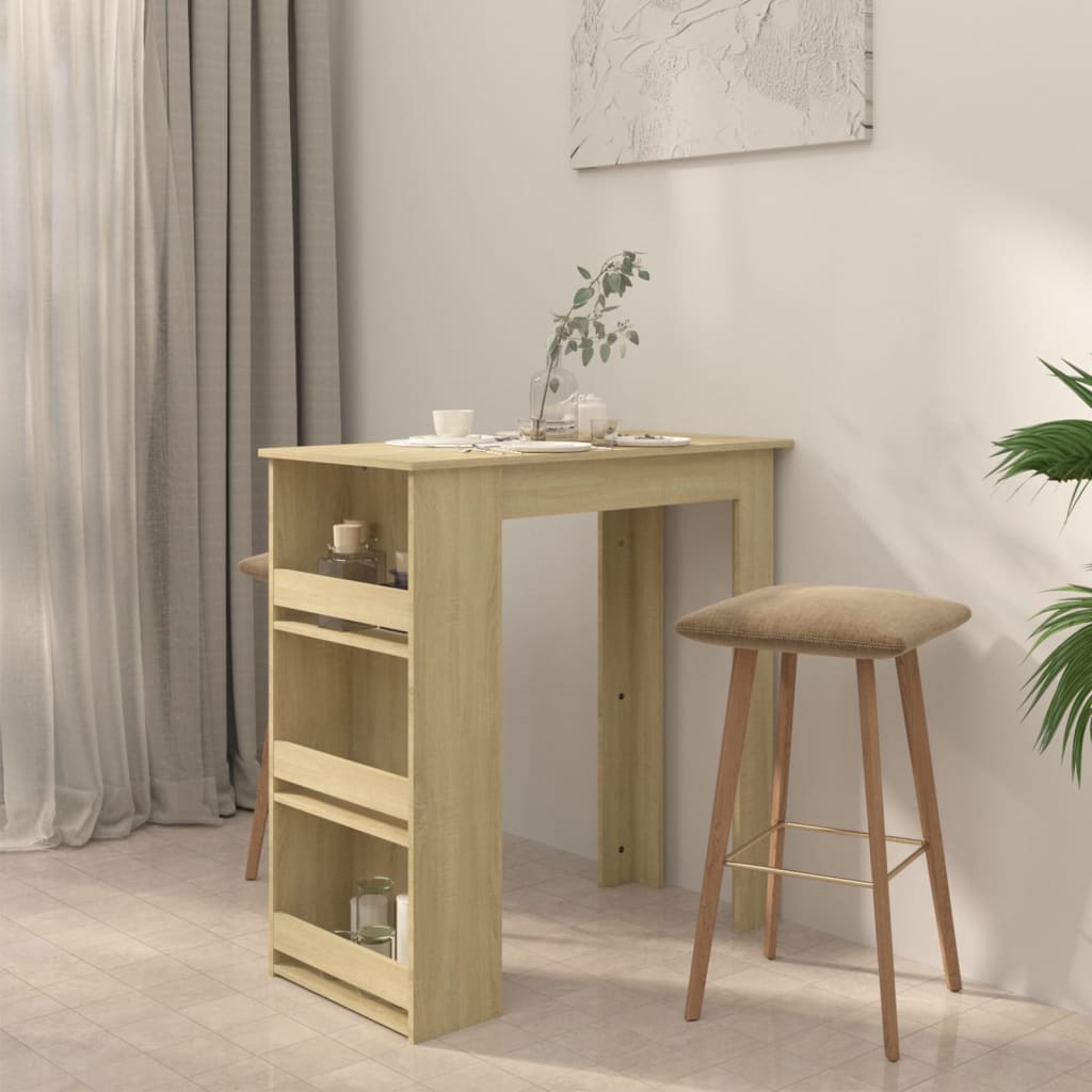 vidaXL Stolik barowy z półkami, dąb sonoma, 102x50x103,5 cm