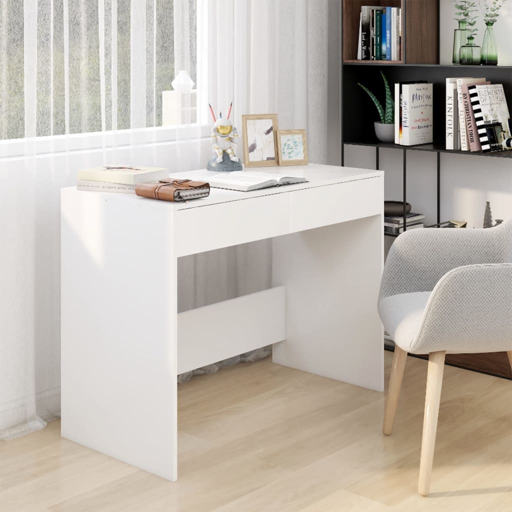 vidaXL Biurko, biała, 101x50x76,5 cm, materiał drewnopochodny