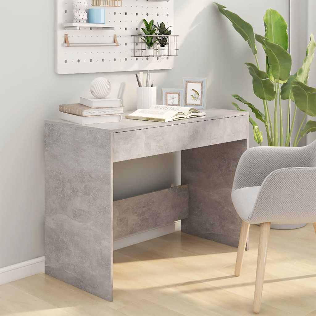 vidaXL Biurko, szarość betonu, 101x50x76,5 cm, materiał drewnopochodny