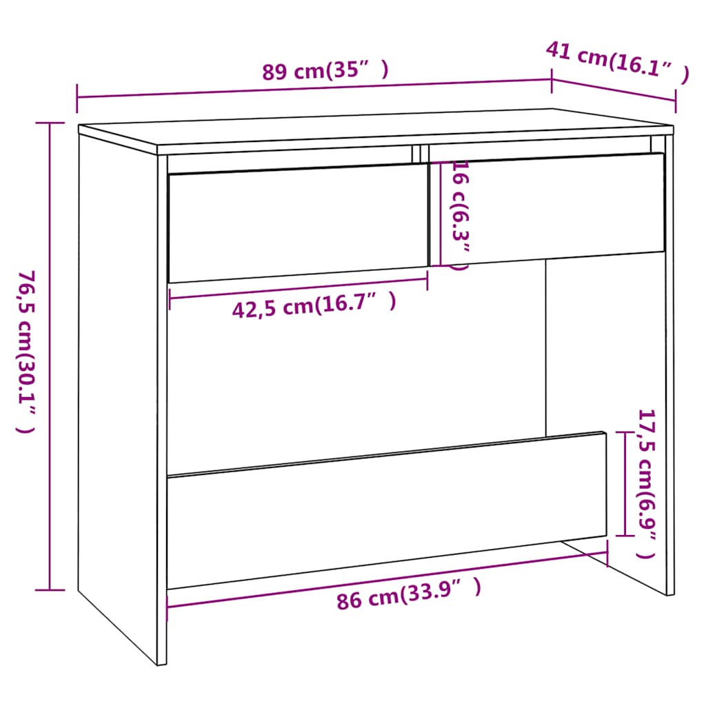 vidaXL Stolik konsolowy, czarny, 89x41x76,5 cm