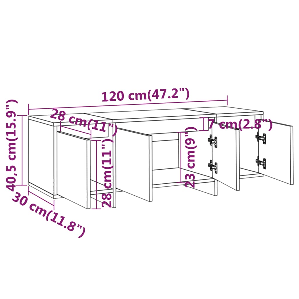 vidaXL Szafka pod TV, dąb sonoma, 120x30x40,5 cm