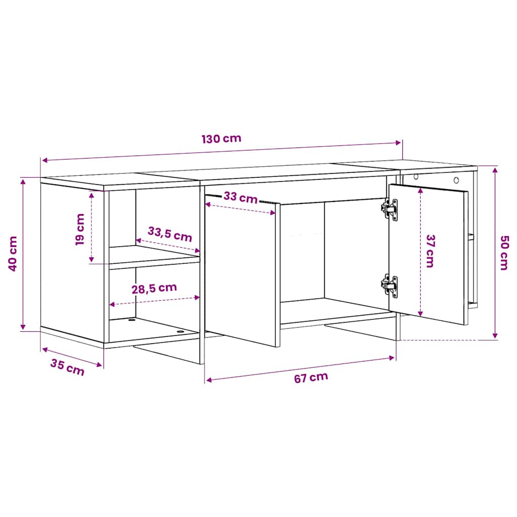 vidaXL Szafka pod TV, biała, 130x35x50 cm, materiał drewnopochodny