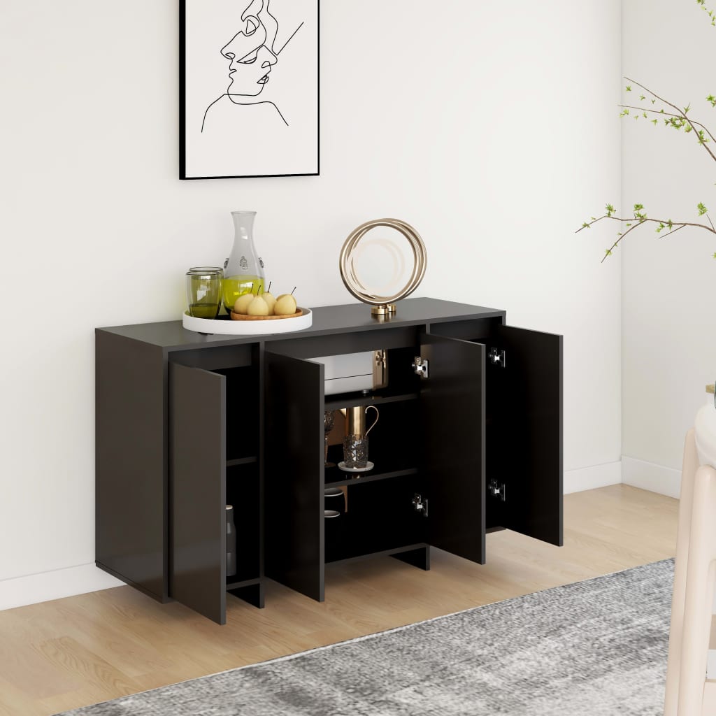 vidaXL Szafka, czarna, 120x41x75 cm, materiał drewnopochodny
