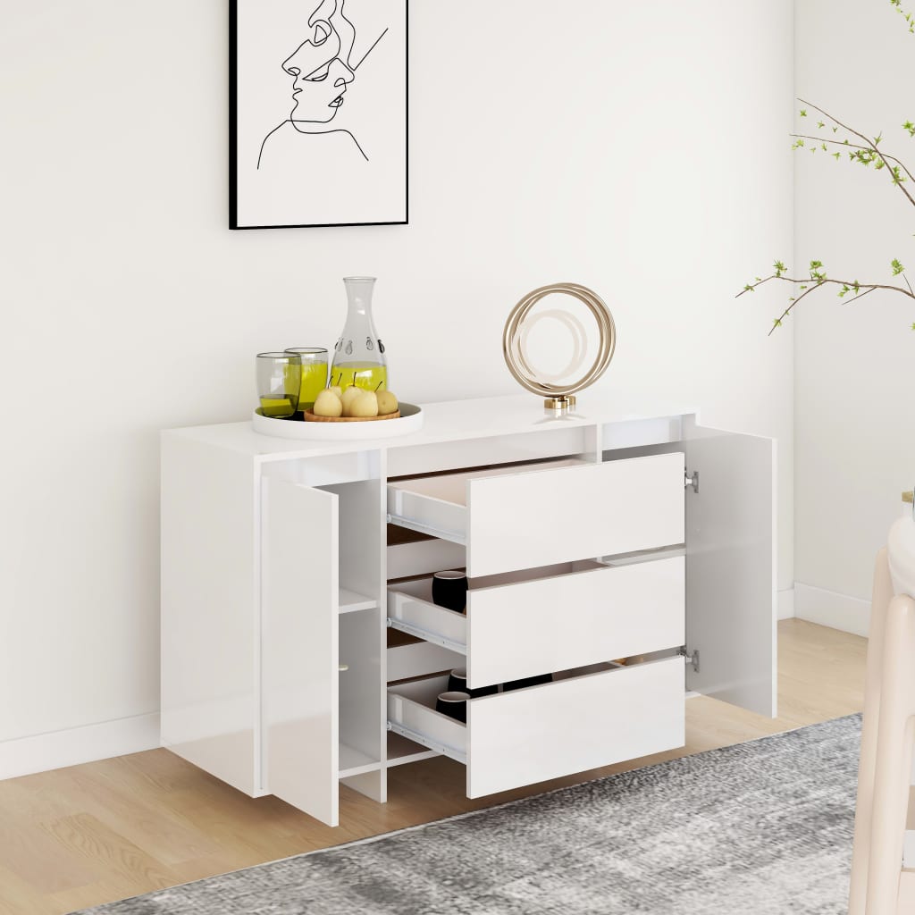 vidaXL Komoda z 3 szufladami, biała, z połyskiem, 120x41x75 cm
