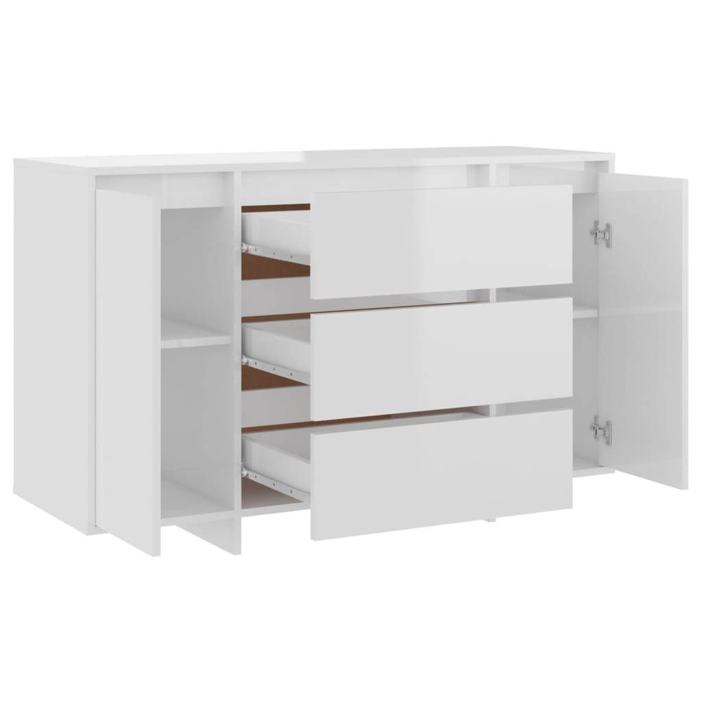 vidaXL Komoda z 3 szufladami, biała, z połyskiem, 120x41x75 cm