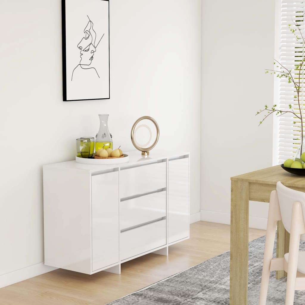 vidaXL Komoda z 3 szufladami, biała, z połyskiem, 120x41x75 cm