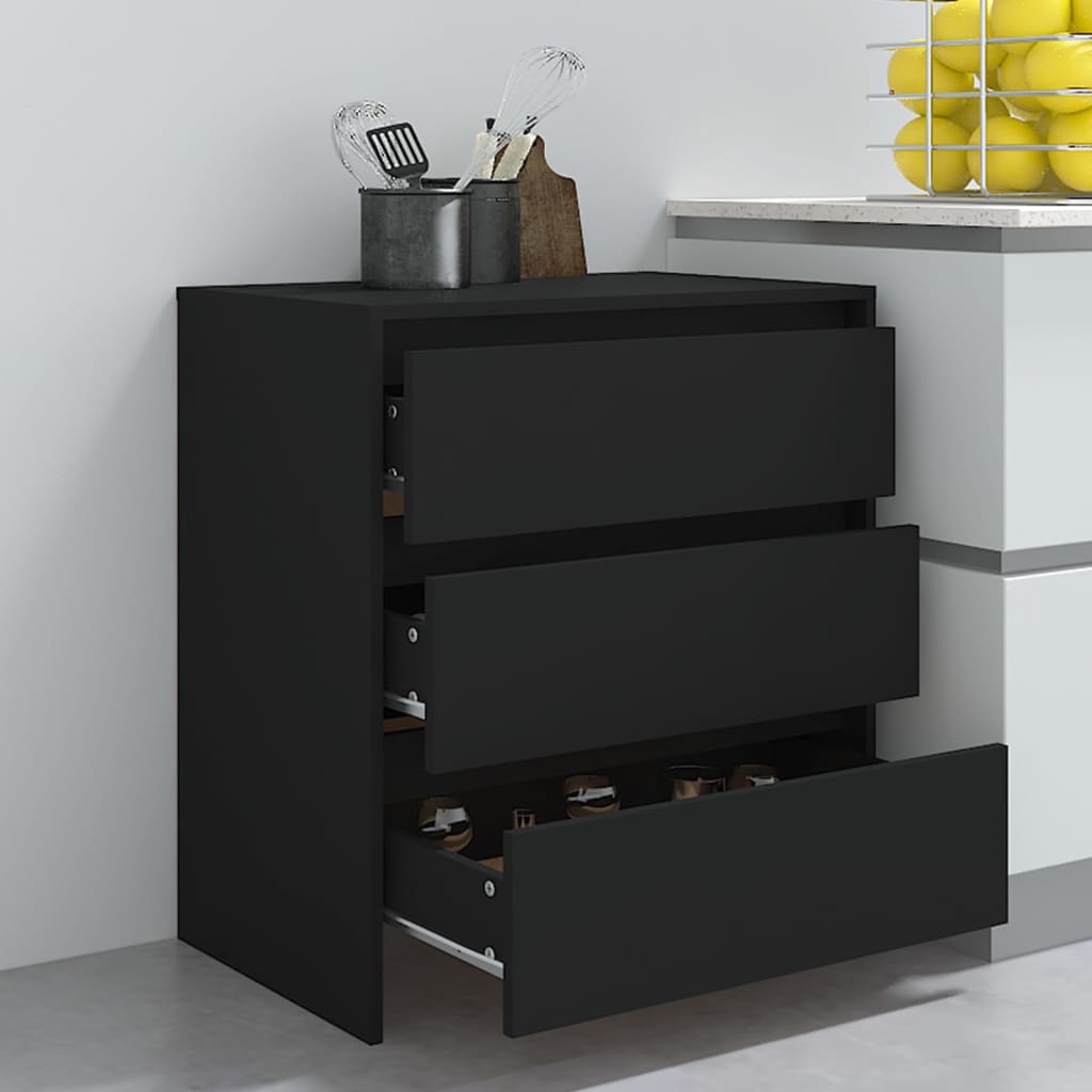 vidaXL Komoda, czarna, 70x41x75 cm, materiał drewnopochodny