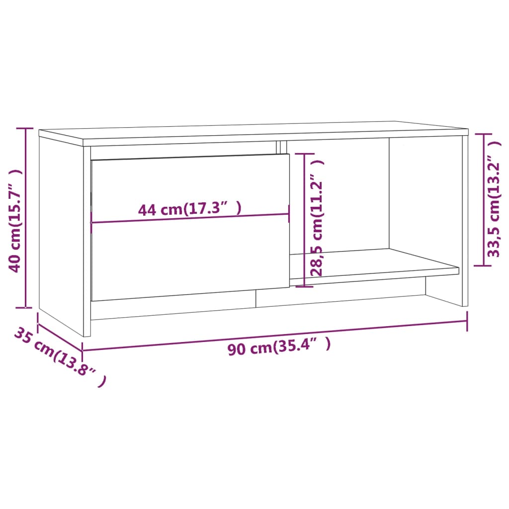 vidaXL Szafka pod TV, biała, 90x35x40 cm, materiał drewnopochodny