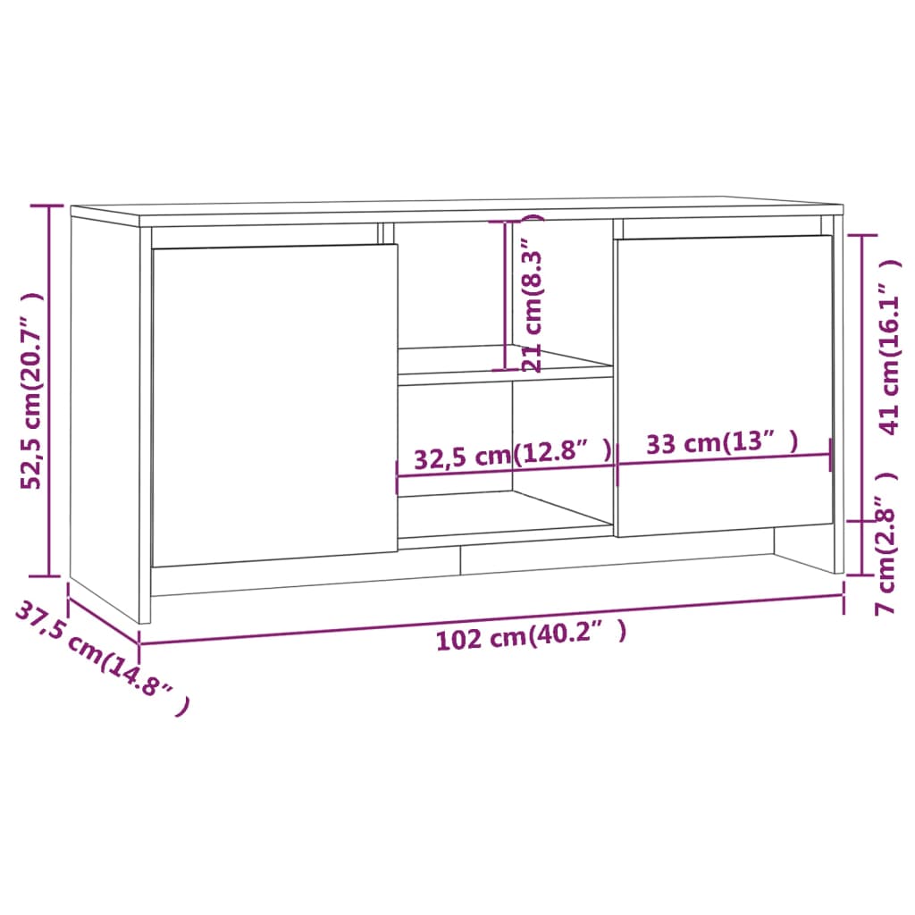 vidaXL Szafka pod TV, biała, 102x37,5x52,5 cm, materiał drewnopochodny