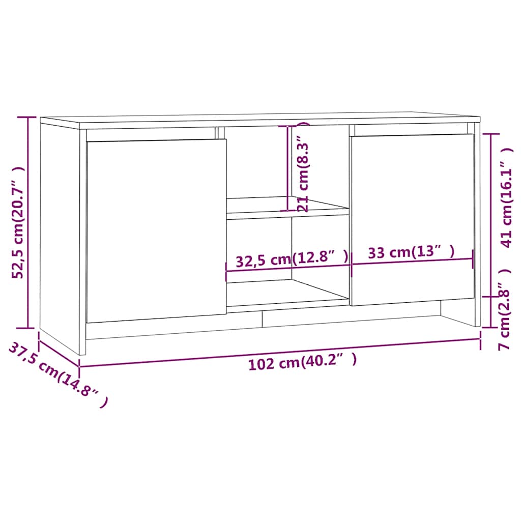 vidaXL Szafka pod TV, dąb sonoma, 102x37,5x52,5 cm