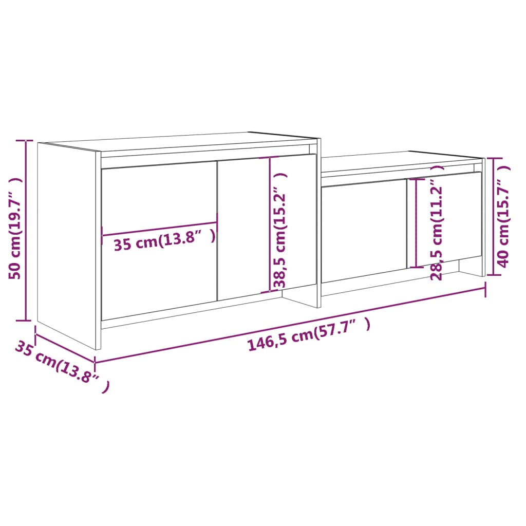 vidaXL Szafka pod TV, dąb sonoma, 146,5x35x50 cm