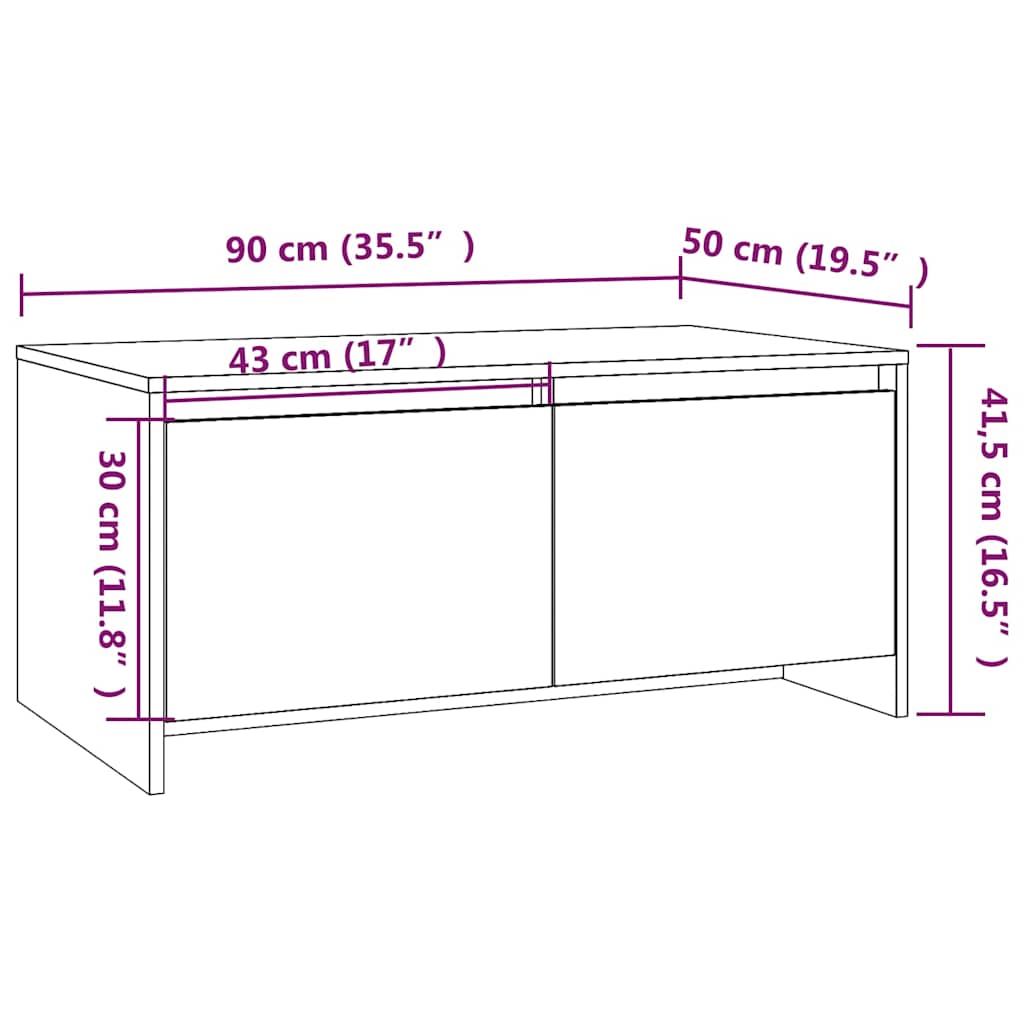vidaXL Stolik kawowy, biały, 90x50x41,5 cm, materiał drewnopochodny