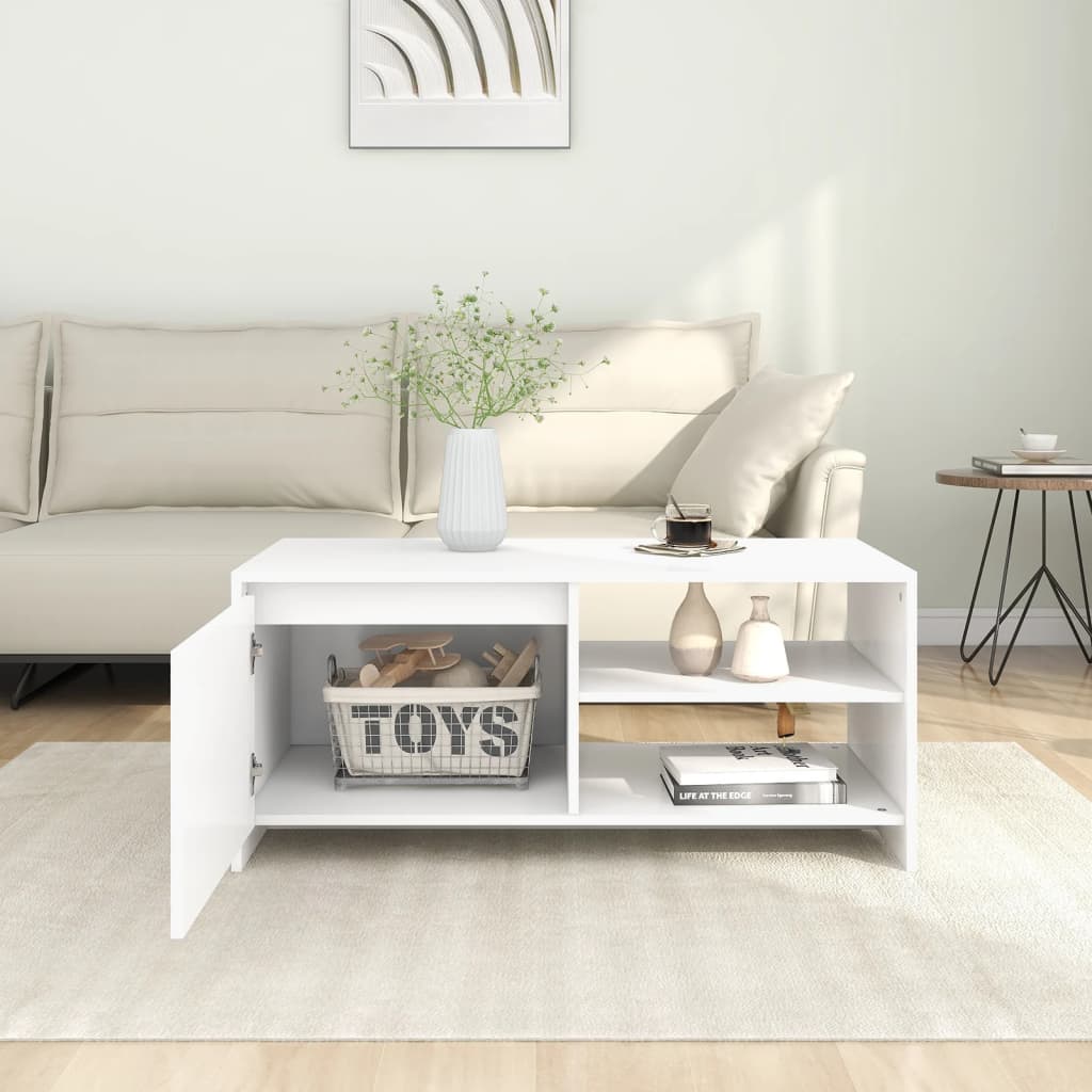 vidaXL Stolik kawowy, biały, 102x50x45 cm, materiał drewnopochodny