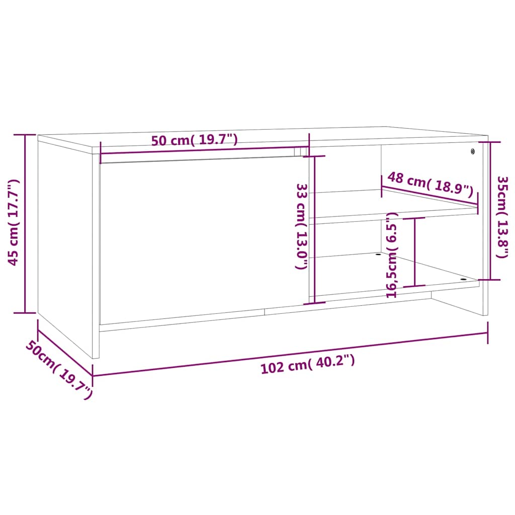 vidaXL Stolik kawowy, biały, 102x50x45 cm, materiał drewnopochodny