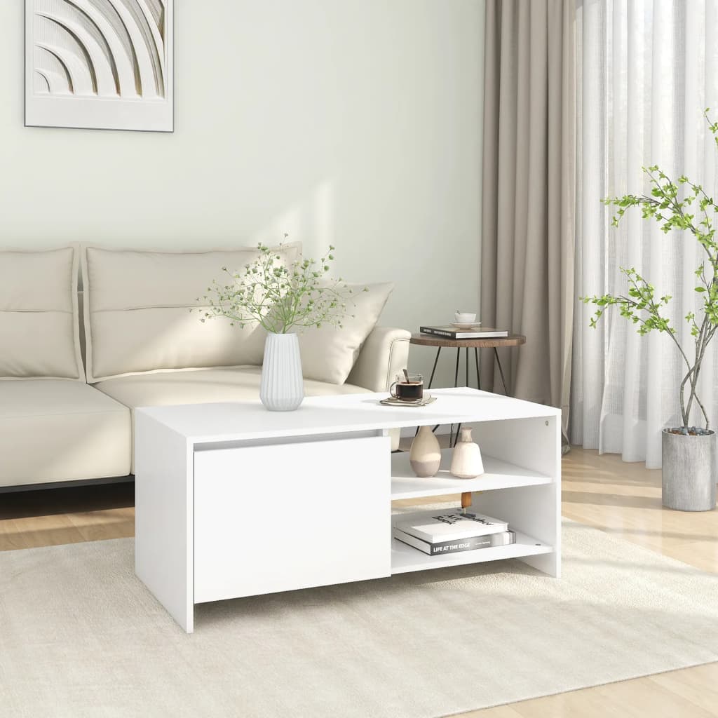 vidaXL Stolik kawowy, biały, 102x50x45 cm, materiał drewnopochodny