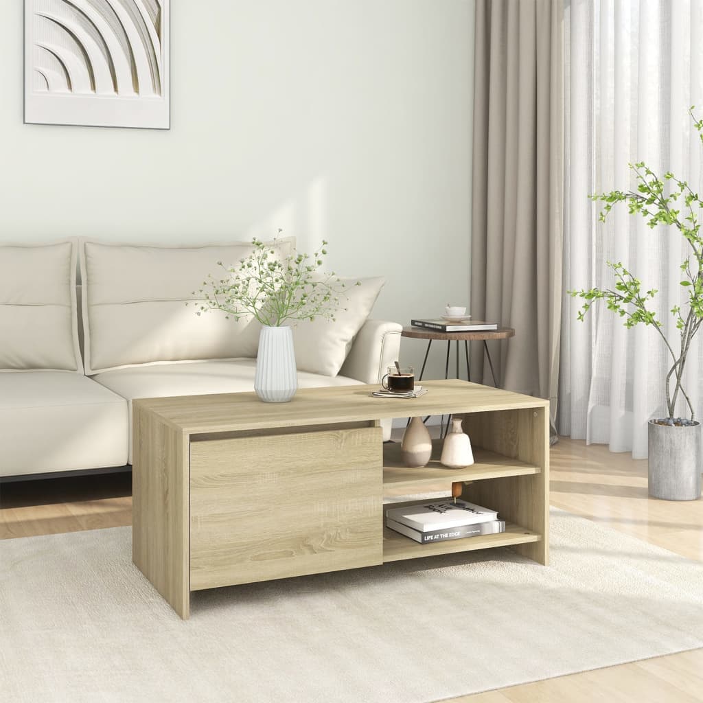 vidaXL Stolik kawowy, dąb sonoma 102x50x45 cm, materiał drewnopochodny