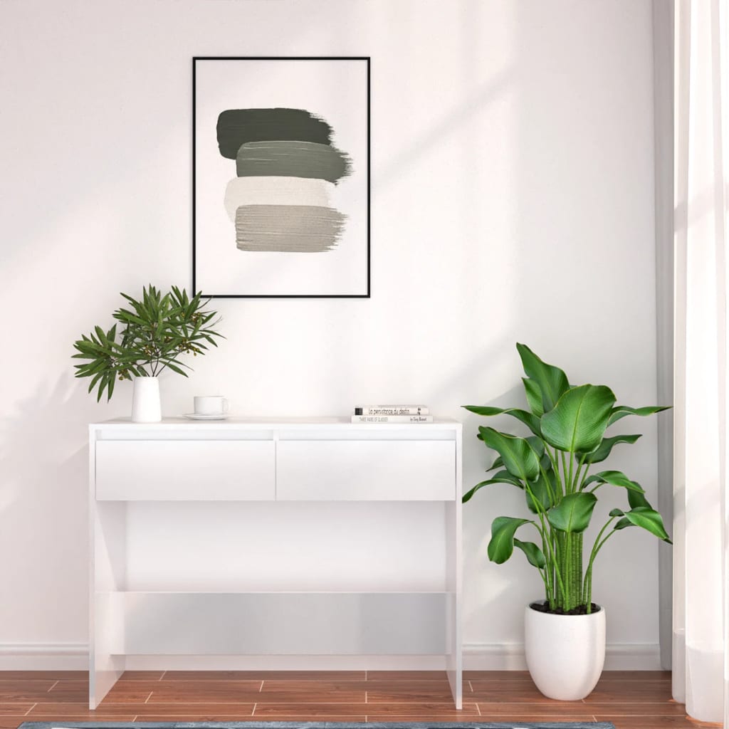 vidaXL Stolik konsolowy, biały 100x35x76,5 cm, materiał drewnopochodny