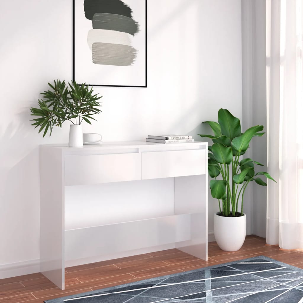 vidaXL Stolik konsolowy, biały 100x35x76,5 cm, materiał drewnopochodny