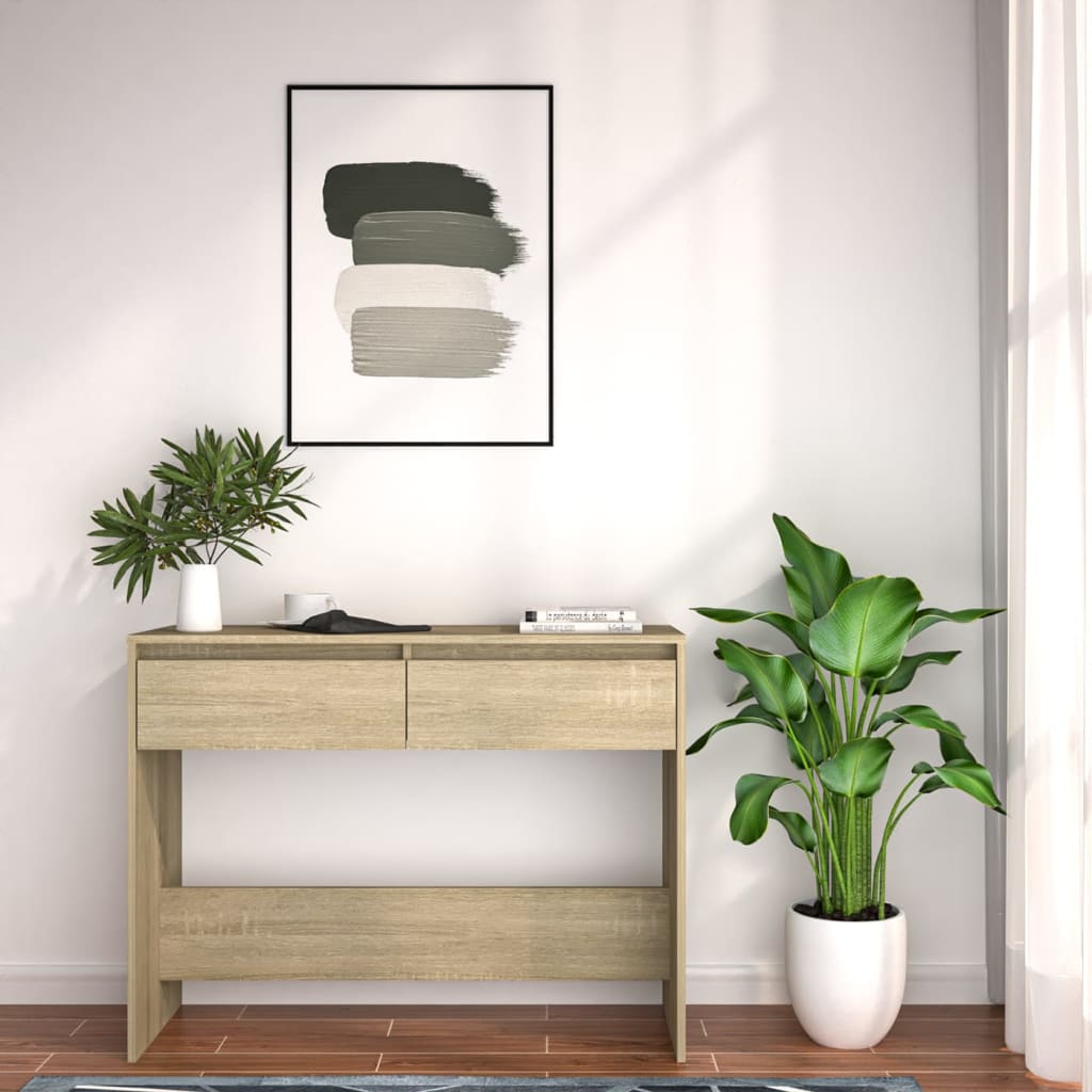 vidaXL Stolik konsolowy, dąb sonoma, 100x35x76,5 cm