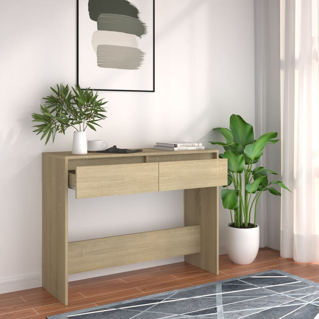 vidaXL Stolik konsolowy, dąb sonoma, 100x35x76,5 cm